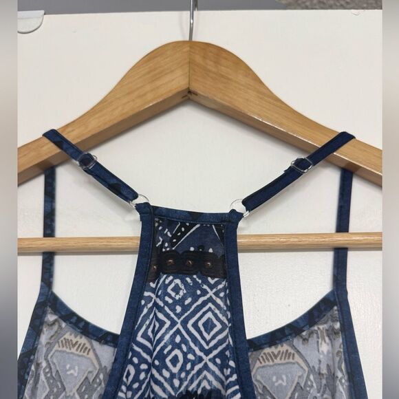 Sandra & Tiffany Blue Boho Print Sleeveless Dress Small - Picture 7 of 9